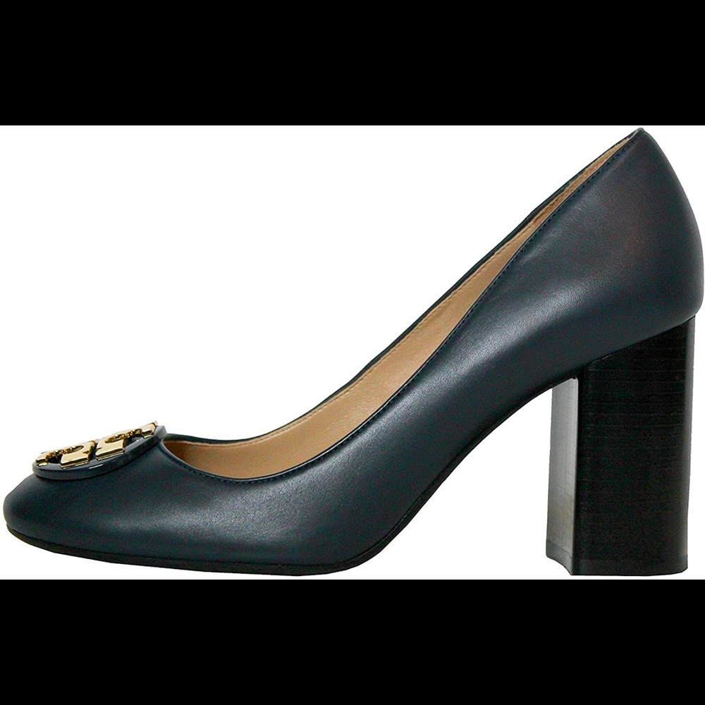 Tory Burch navy block heel pumps- LIKE NEW!